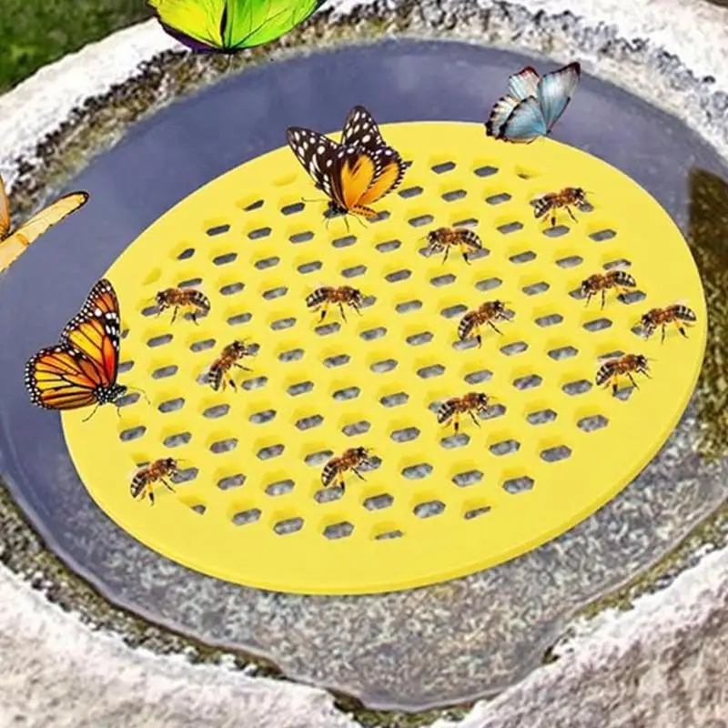 1PC Yellow Floating Bee Island Tray Butterfly And Bee Water Feeder For Garden Pond Decoration, Bee Insect Drinking Tray