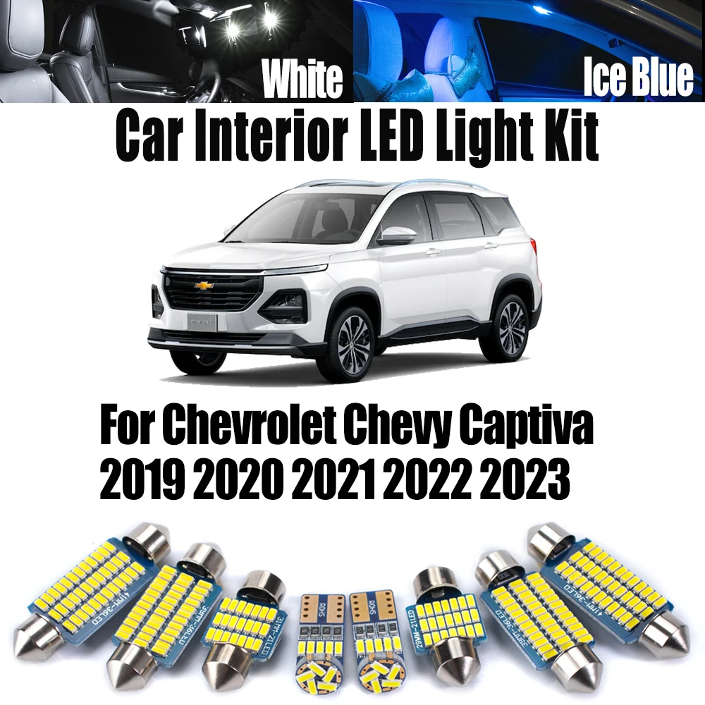 8Pcs Canbus License Plate Bulb For Chevrolet Chevy Captiva 2019 2020 2021 2022 2023 LED Interior Reading Dome Trunk Light Kit