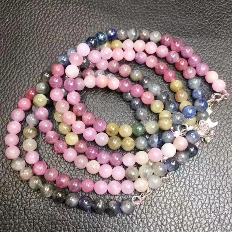 6.5mm Natural Ruby Bracelet Women Fashion Round Stone Elegant Healing Strand Bangles Wristband Gift 1PCS