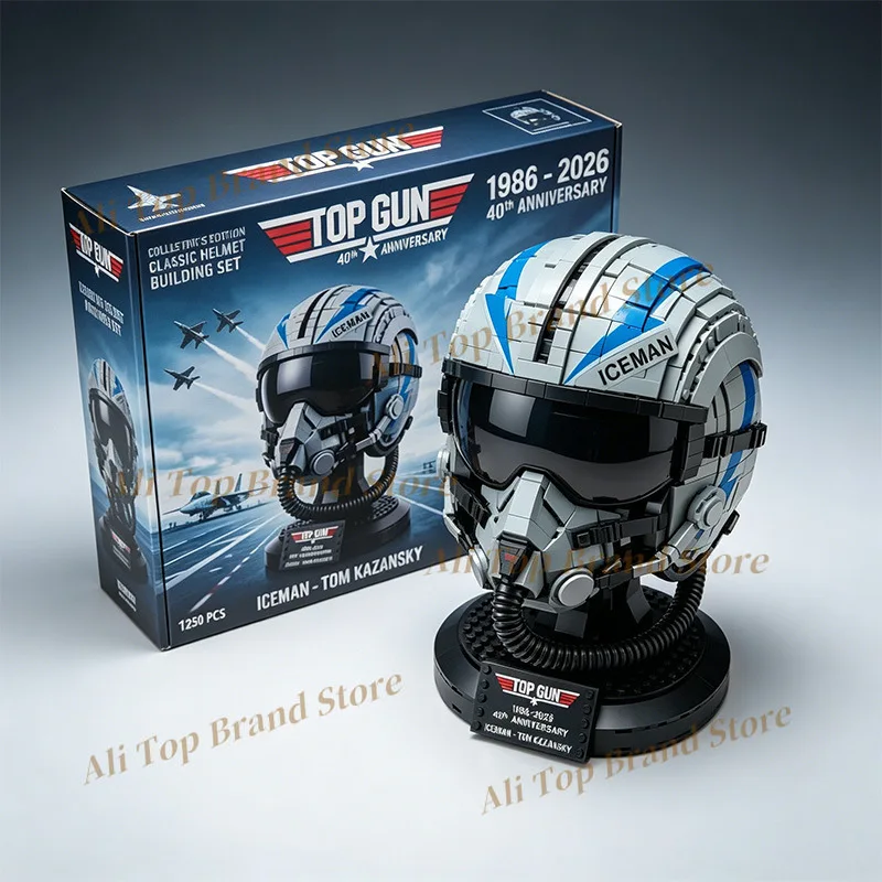 Image of Top Gun 40. Jubiläum Modisches neues DIY-Produkt, sofort lieferbare Pilotenhelm-Kollektion, Gedenk-Baustein-Figur-Spielzeug