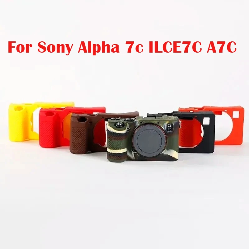 For Sony A7C ILCE7C Alpha 7C, mirrorless silicone armor skin body protective bag, free tempered screen film,