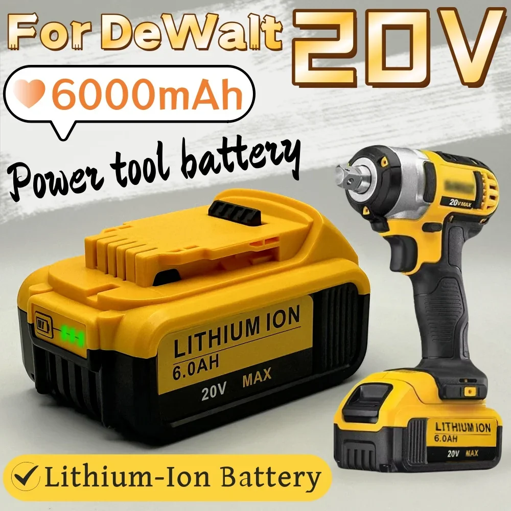 For Dewalt 20V Battery 6.0Ah DCF850 DCB200 DCB184 Lithium Battery Compatible With All DEWALT Series Of 18V/20V Power Tool