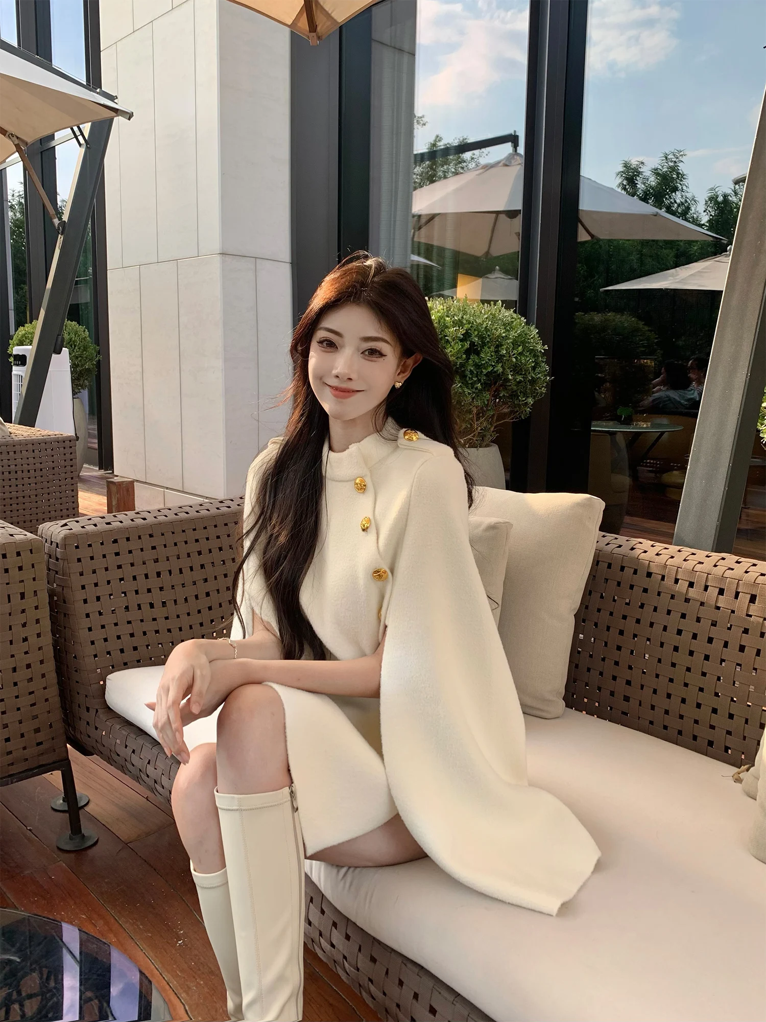 

J Studio Chic Bla White Women's Wrap Coat Aosphere Feeling Sli Versatile Coat Outerwear for Young Women 25-29