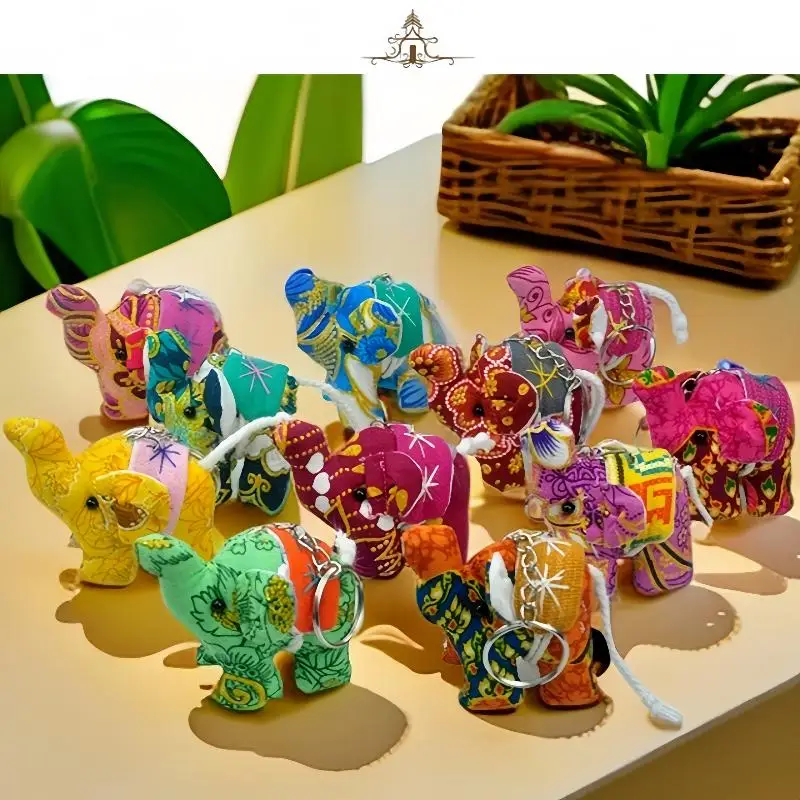 

1Pcs Home/Office Hanging Key Chain Thailand National Cloth Stylish Elephant Bag Pendant Wind Chimes Ornaments DIY Decoration
