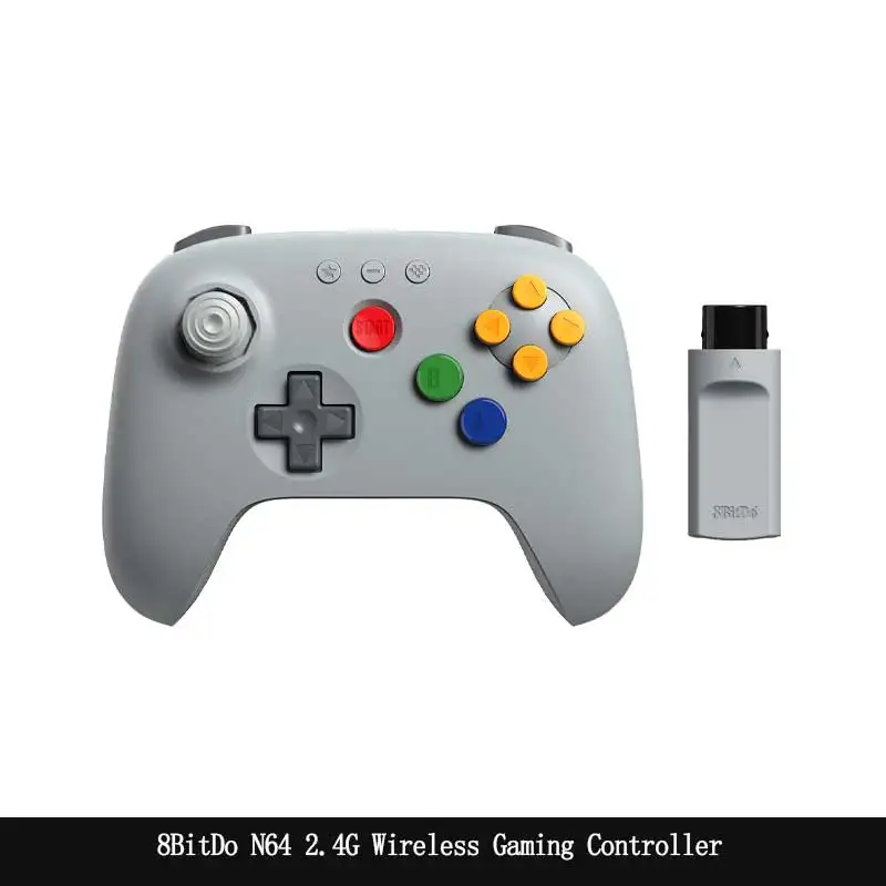 8BitDo N64 2.4G draadloze gamingcontroller met Hall Effect, gamepad met adapter voor N64-console, analoog 3D, Windows