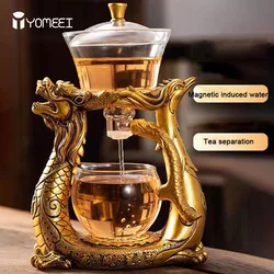YOMEEI Lazy Kung Fu Drip Teapot Semi-Automatic Heat-resistant Glass Teapot With Infuser Magnetic Turkish Drip Pot Base Tea Maker