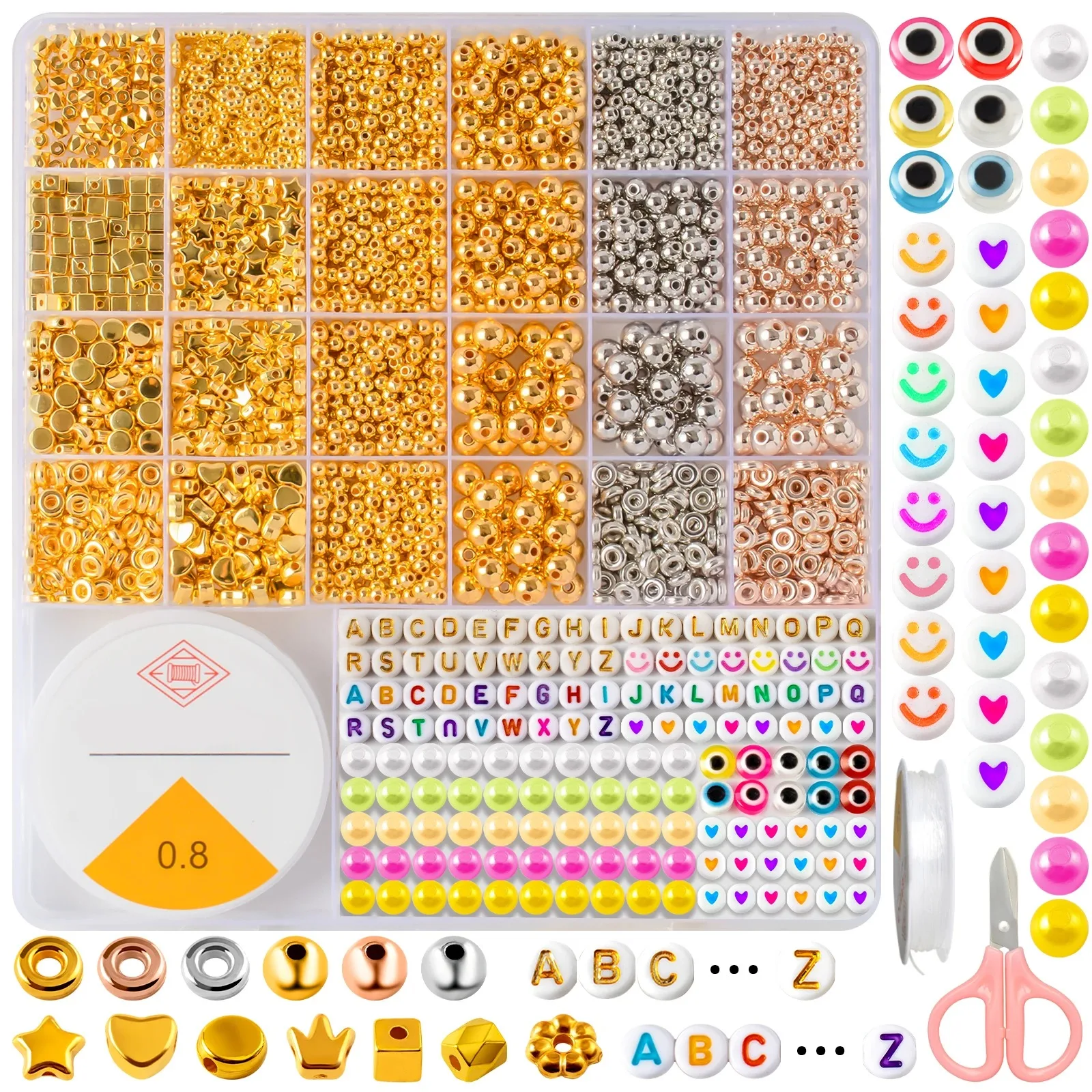 

2398-Piece Crafting Kit | 210 Alphabet Beads, 2188 Beads & Tools | Jewelry-Making Ultimate Set
