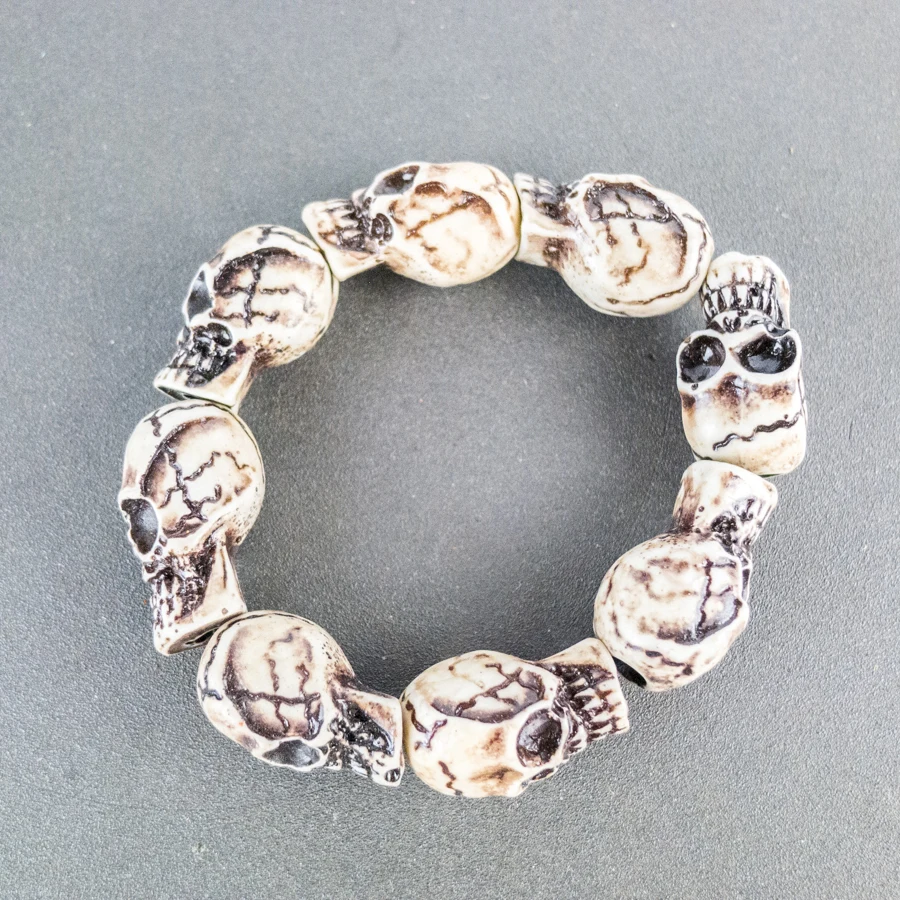 Skull Carving Men\'s Bracelet limitation Yak Bone Material Bone Art Vintage Bracelets For Man #GZ403
