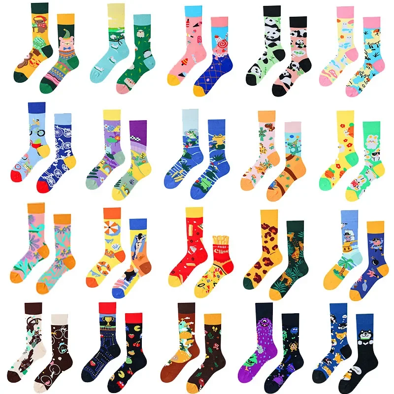 Chaussettes Asymétriques Personnalisées pour Homme et Femme, Design Original AB, Tendance Ins Street, Modules Créatifs de Dessin Animé, Seton, Halloween