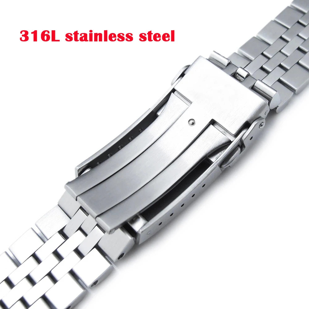 Watchband for Seiko Bracelet for Jubilee Diving Watchband  Solid Buckle Screw Remove Link Band 20mm 22mm 24mm 316L Steel Strap