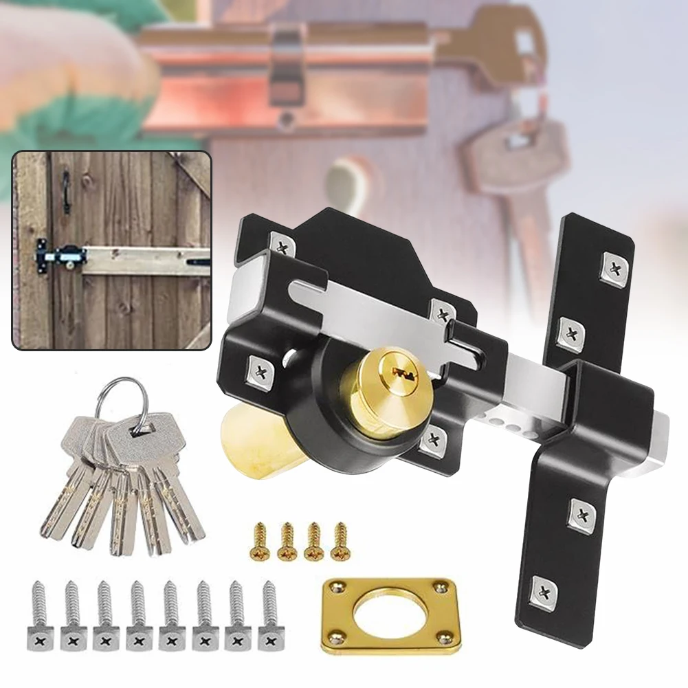 Barn Door Lock,Garage Gate Lock,Premium Long Throw Securitys Gate Locks,Supplied with 5 Keys for Backyard Fence Protection