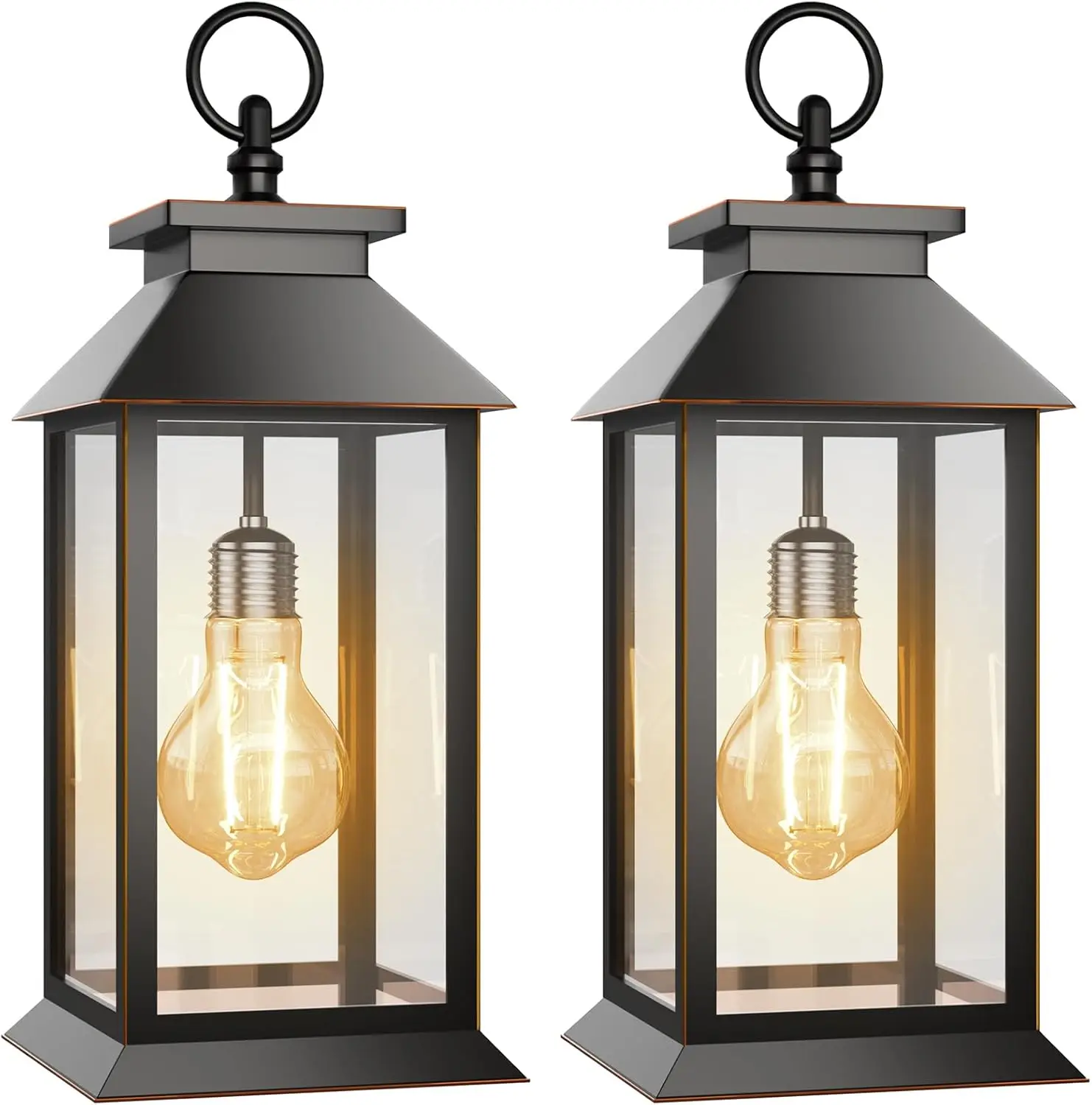 

Комплект из 2 солнечных фонарей, стеклянные уличные водонепроницаемые фонари с 2 батареями типа АА для крыльца, патио, использования в помещении