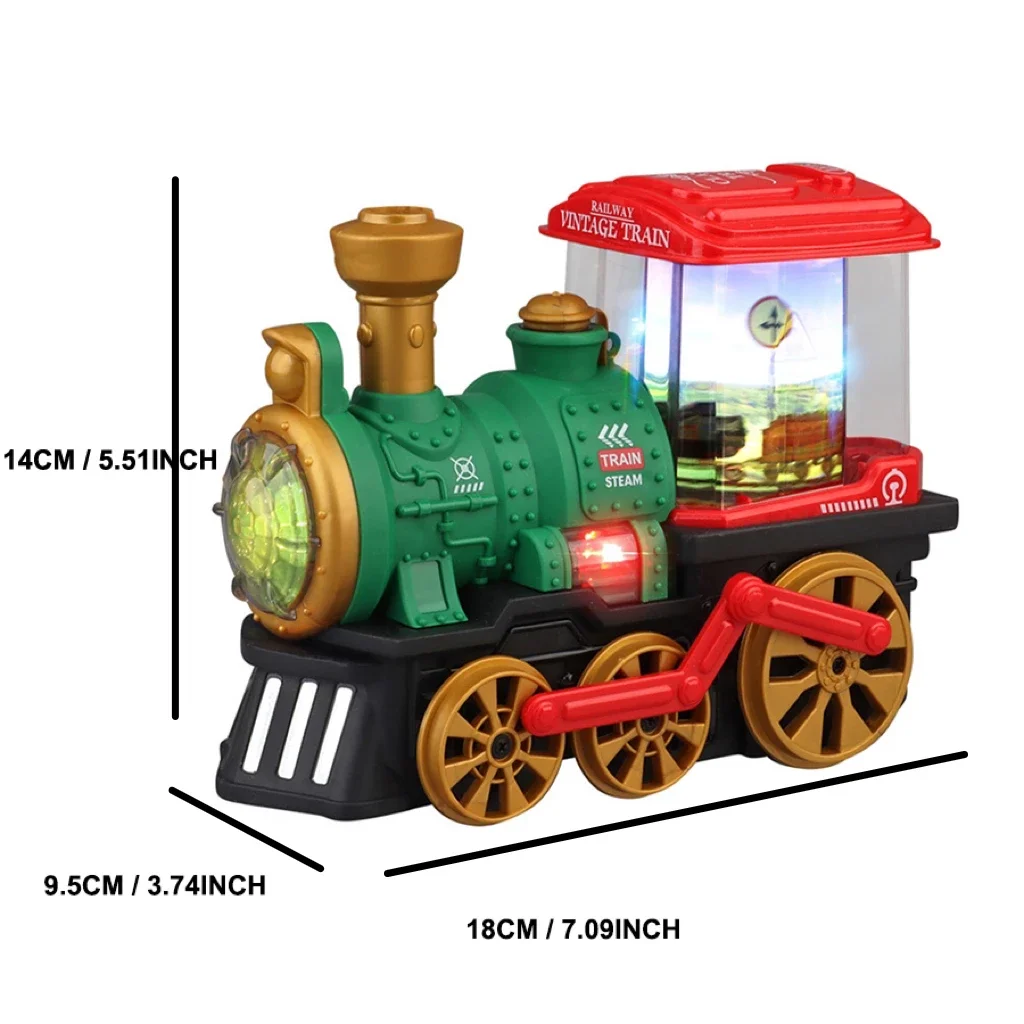 Juguete de tren con motor de vapor eléctrico: efectos de humo, luz y sonido, regalo para niños