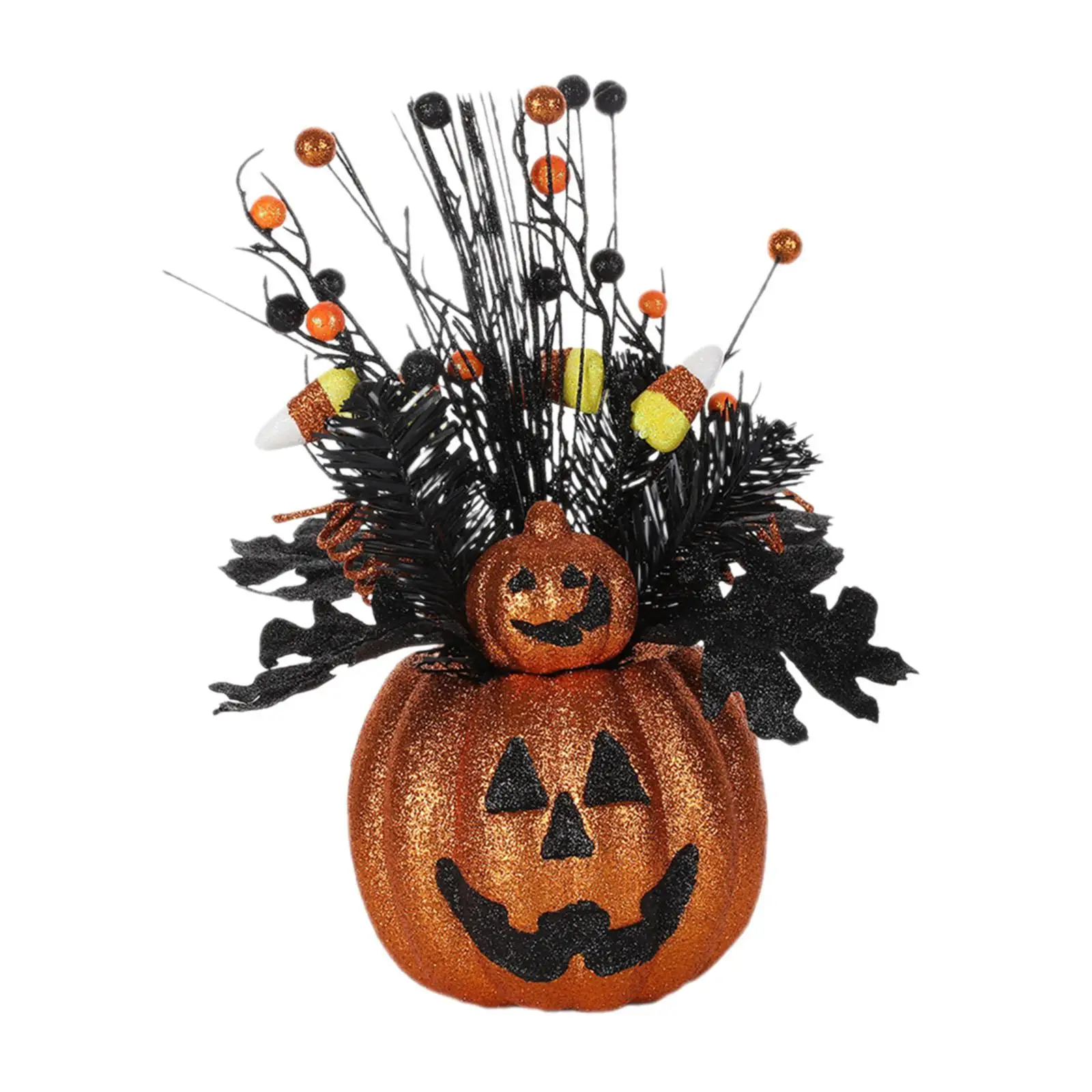 Pumpkin Flower Pot Statue Halloween Figurine Decoration Collection Sculpture