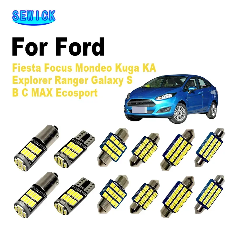 Interior Accessories For Ford Fiesta Galaxy Focus Kuga KA Explorer Mondeo Ranger S B C MAX Ecosport Car LED Bulbs Map Light Kit