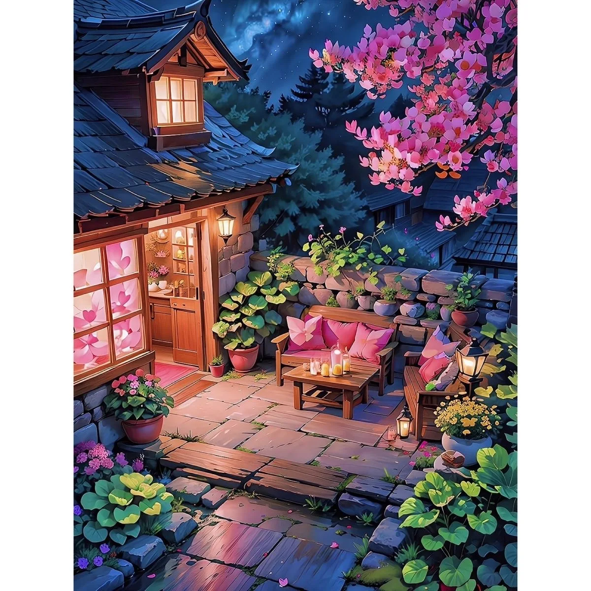 9ct 60x80cm Courtyard Embroidery DIY Chinese Style Printed Kits Cross Stitch Needlework Set Home Decor Crafts