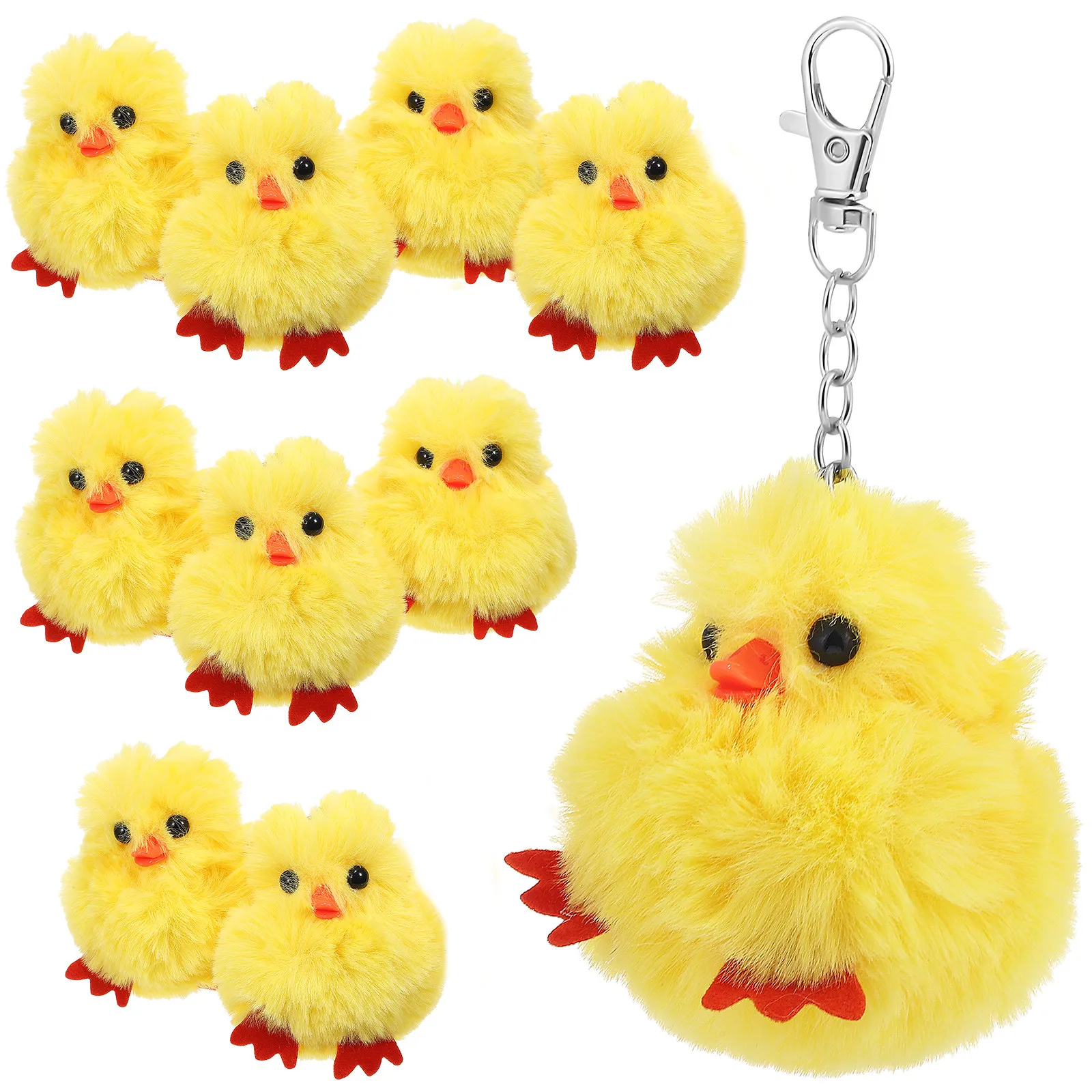 

10Pcs Cheerful Yellow Duck Keychain Pack Fun Animal Keychains for Purse Clutch Backpack Keyring Gift Idea Spring Festival