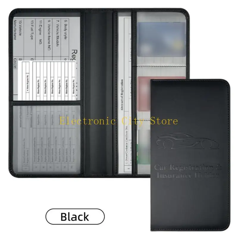 Car Registration Protector PU Vehicle Document Organiser Case 5.15x9.56Inch HU8D