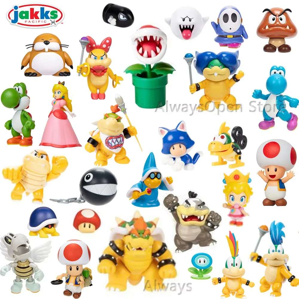 Jakks Super Luigis Yoshi Bros Bowsers Peachs Princess Toads Piranha Goomba Donkeykong Buzzy Action Figure Toy Dolls Kid Gifts