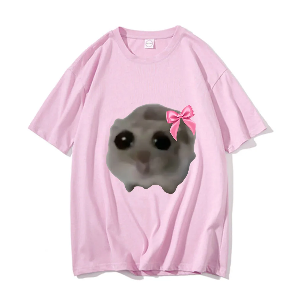 Sad Hamster T-Shirt Men 100% Cotton T Shirt Pure Cotton Unisex Fashion Short Sleeve Tees Clothes Harajuku Streetwear Cat Tops