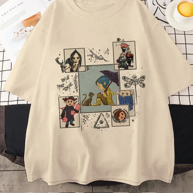 90s Coraline Doll Dreams Y2k Tee Shirt Men Women Vintage Tshirt Horror Movie T-shirt Halloween Graphic Tops Streetwear Clothes