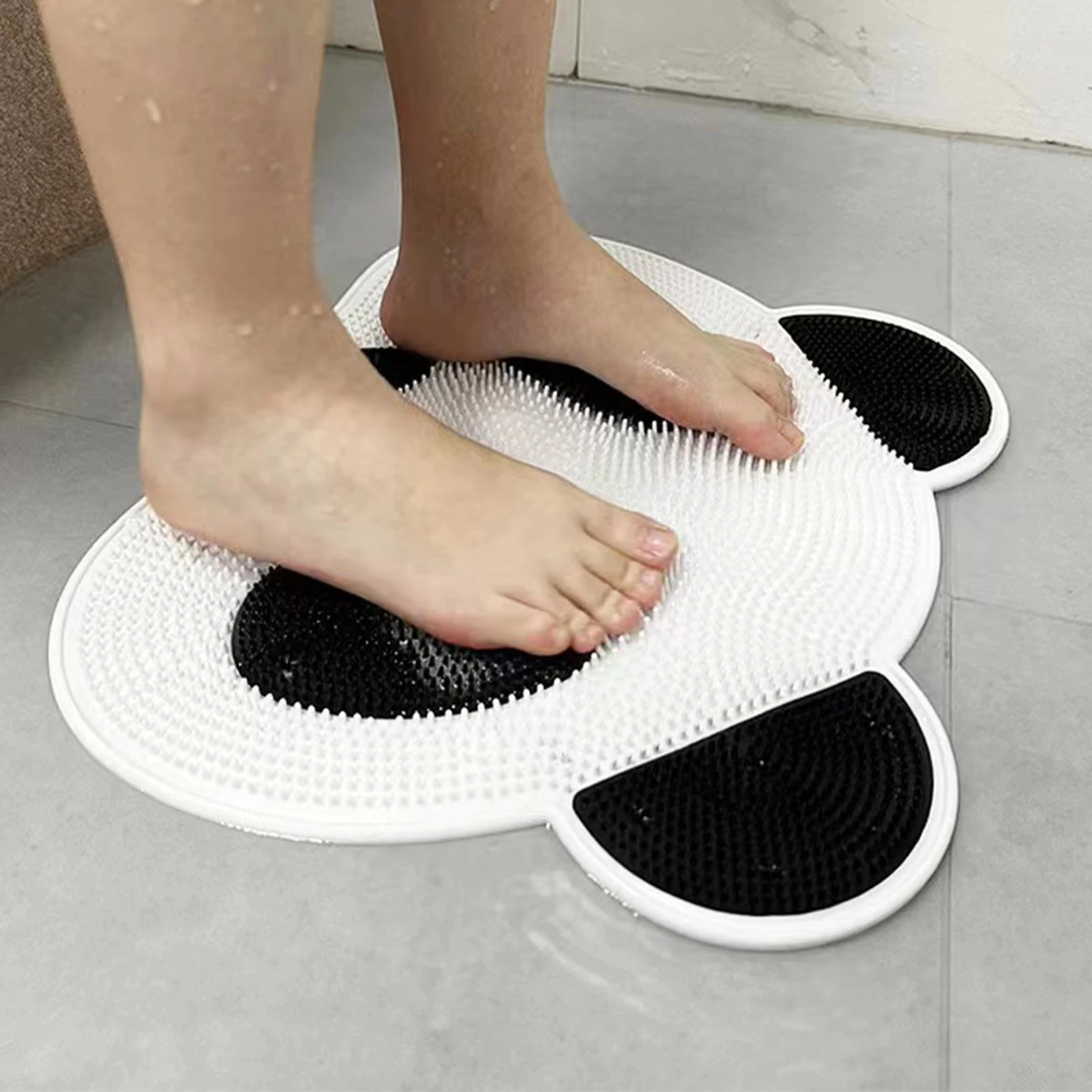 Back Scrubber for Shower with Suction Cups Sturdy Wall Mounted Back Scrubber Bath Massage Pad Nonslip Foot Cleaner Panda Shape