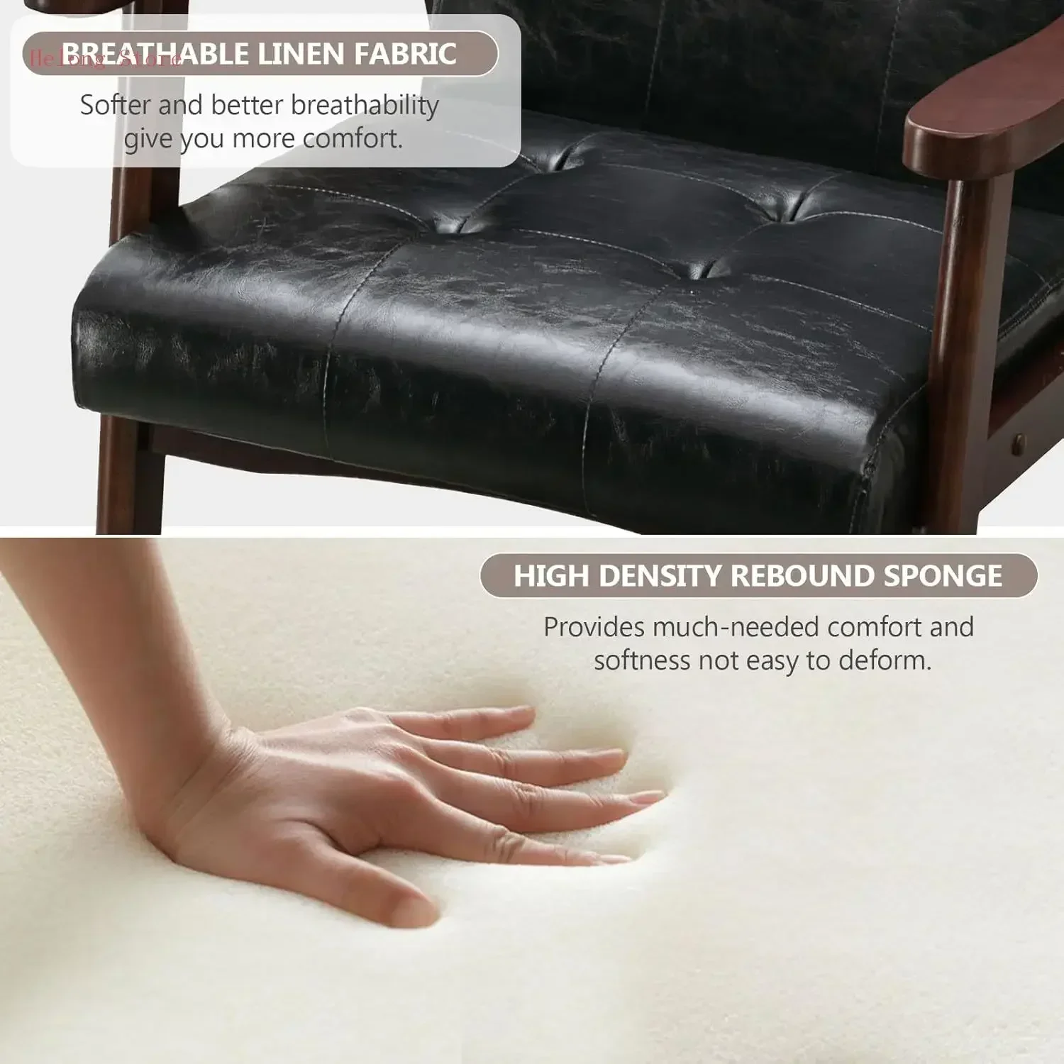 

Ограниченное предложение! Хит продаж! [XMSJ] Комплект из 2 черных акцентных кресел в стиле Mid-Century Modern для гостиной, обитые искусственной кожей.