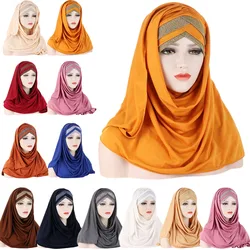 Sciarpa istantanea musulmana pianura Hijab scialli lucidi avvolge Femme Musulman Hijab pronto da indossare turbante donna foulard sciarpe islamico