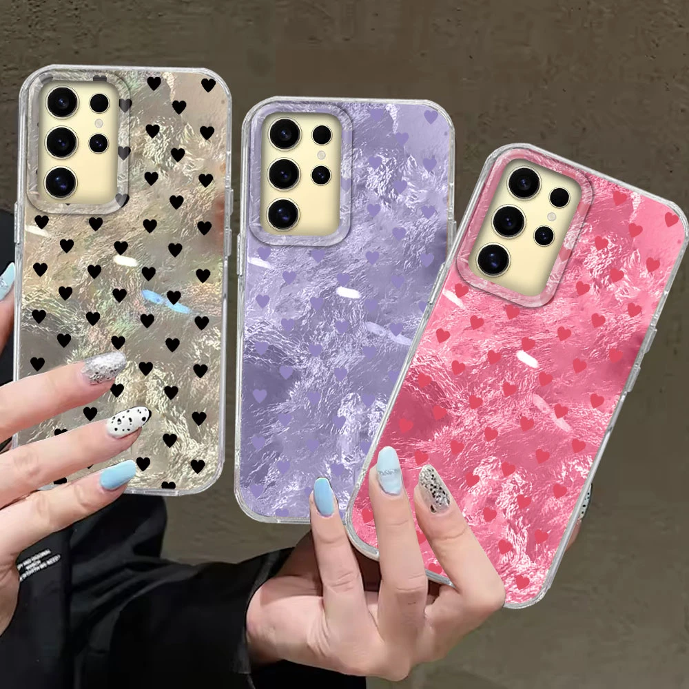Colorful Black Love Heart Girl Luxury Women Phone Case For Samsung Galaxy S25 Ultra S26 S24 S22 S23 S21 Plus S20 FE Shell Cover
