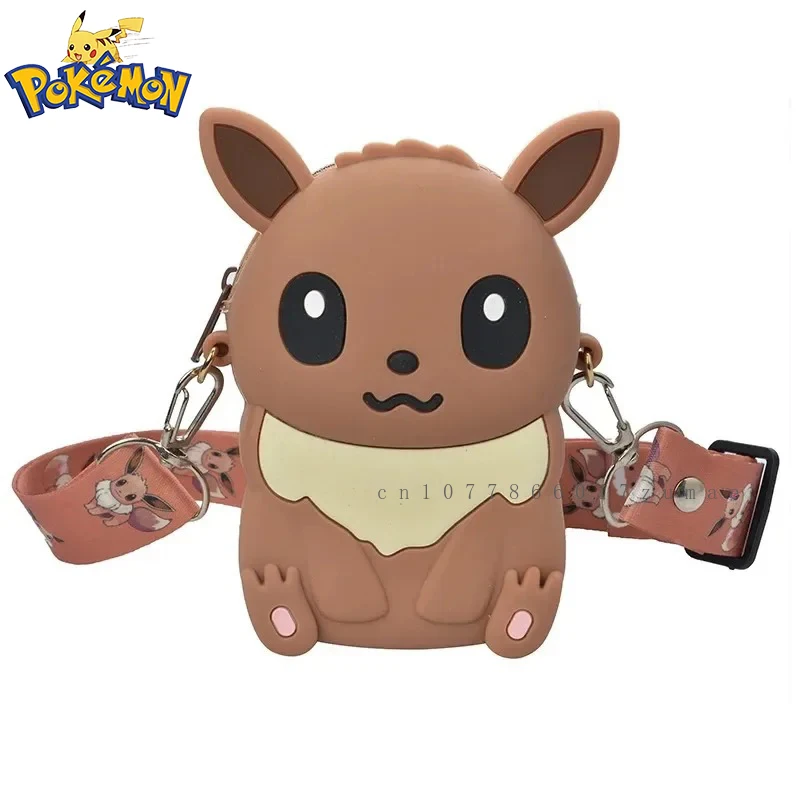 Pokemon Anime Charmander Eevee Fashion Bag Princess Small Storage Silicone Purse Messenger Cartoon Figures Model Toys Kids Gift