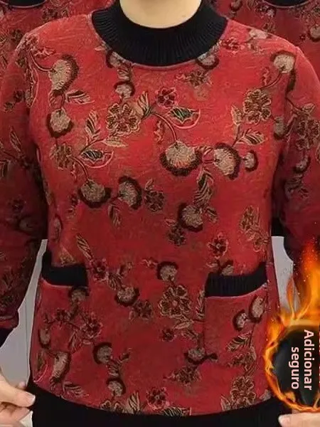 厚手フリースレディースベースシャツ秋の新スタイル扇葉花韓国版オールマッチ保温ボトムシャツポケットハンカチ付き