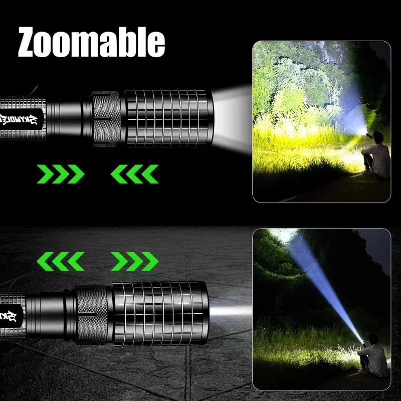 Skywolfeye Zoomable SUper Bright LED Flashlight 5 Working Mode Portable Bright Torch for Camping Hiking Home Emergency