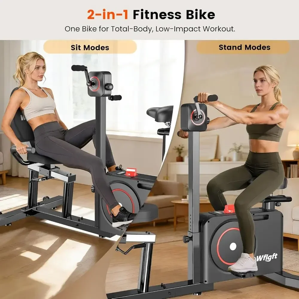 Adjustable Seat & Backrest Recumbent Exercise Bike with 8-Level Resistance & LCD Display