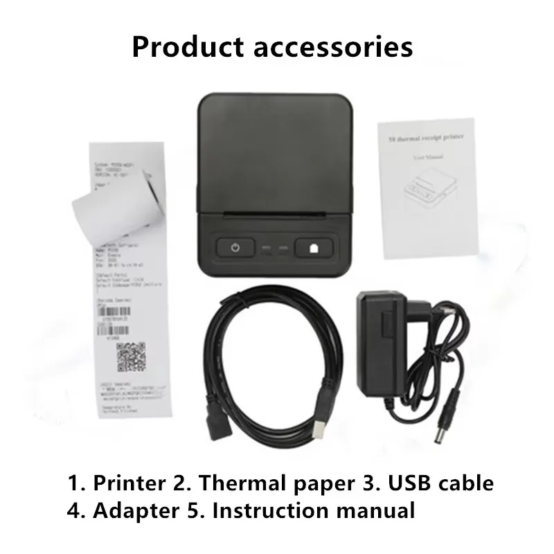 

Supermarket Restaurant 58mm Receipt Printer Retail Cashier Checkout USB Bluetooth Thermal Printer Compatible with Smartphone&PC