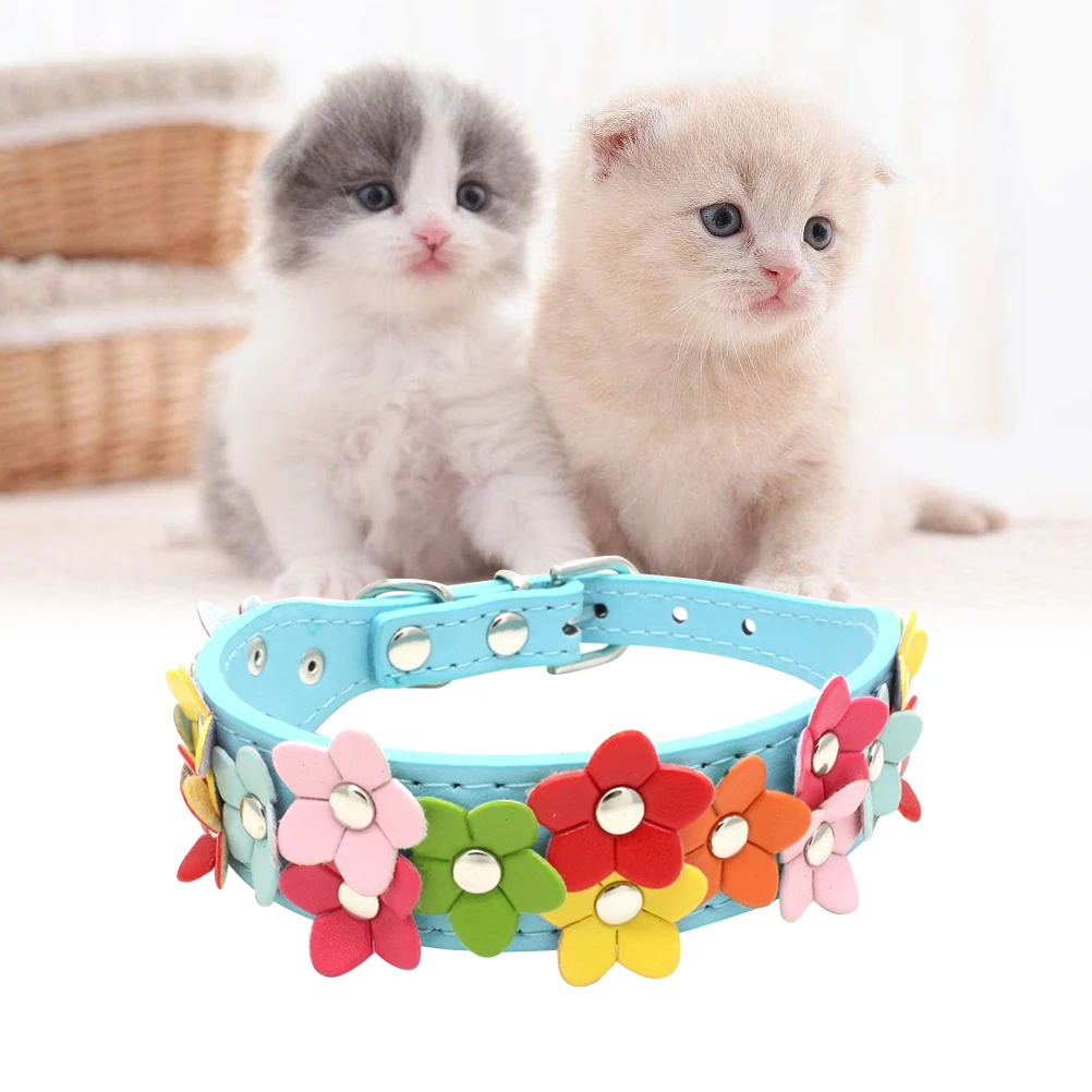

Pet Collar Pet dog collar Adjustable pet collar PU pet collar Flower pet collar