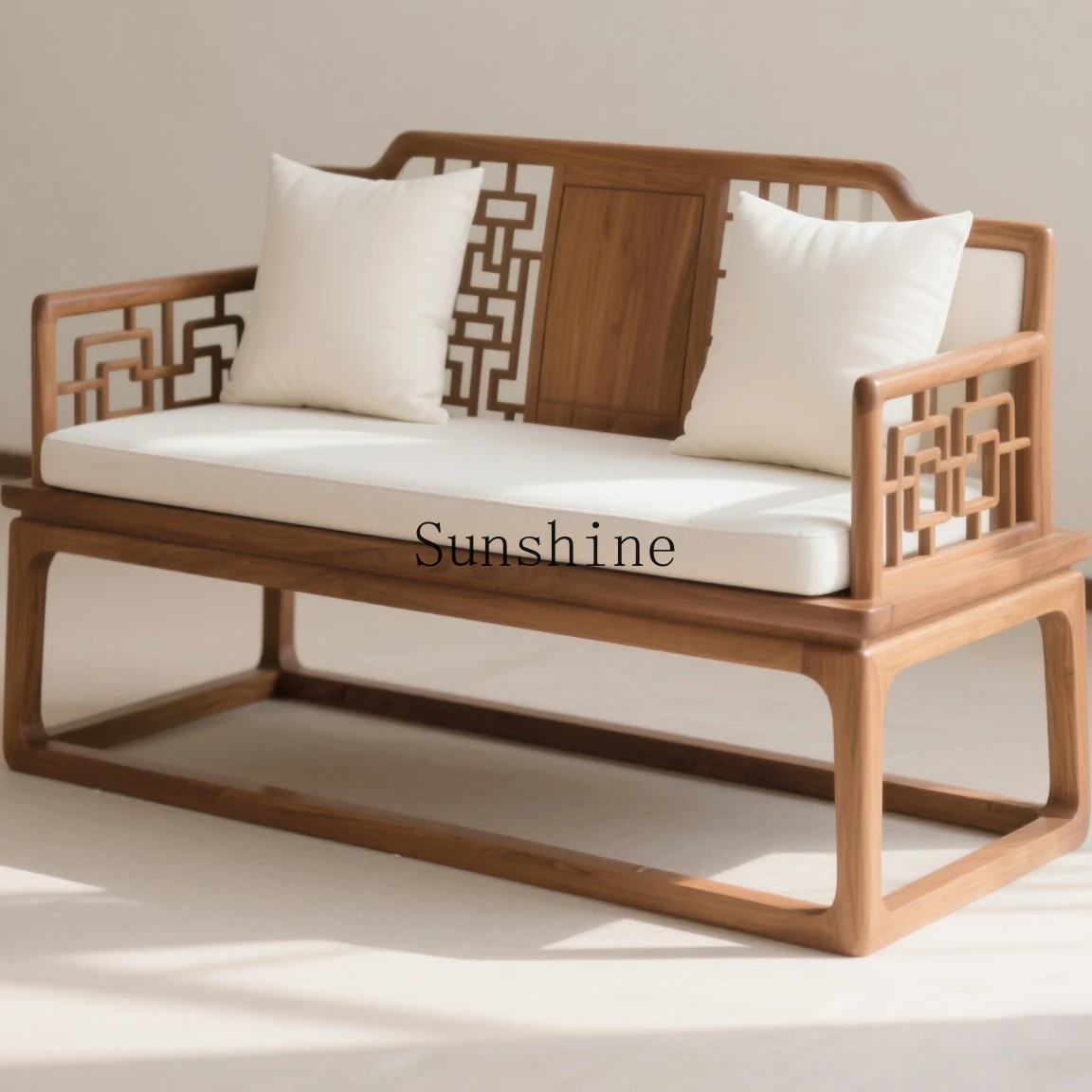 Black walnut sofa bed solid wood tenon and mortise structure hotel homestay simple and modern