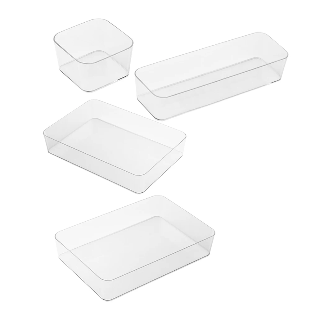 

1Set Drawer Organizer Clear Multi Size Stackable Storage Boxes for Jewelry Stationery Makeup Vanity Organizer