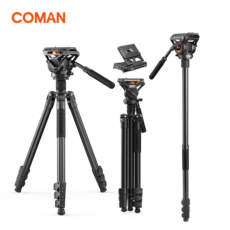 

COMAN KX3939 Plus 1765 mm Travel Tripod 360° Panorama Fluid Drag Pan Tripod Max Load 10KG With Arca Swiss Plate for DSLR Camera