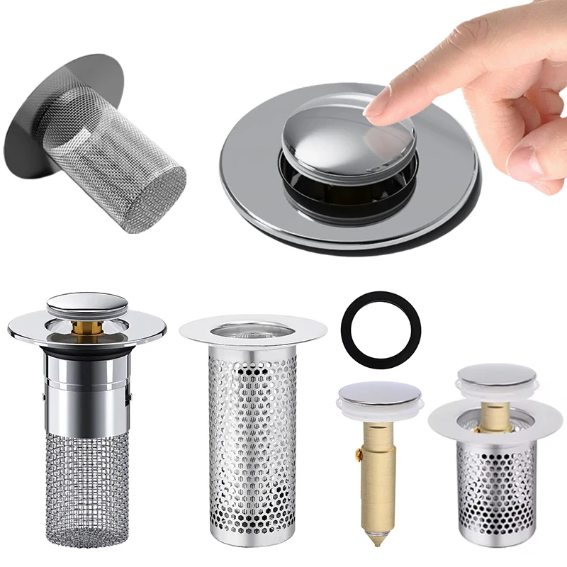 

Washbasin Plug Anti Odor Pop-Up Bounce Core Basin Stopper Hair Catcher Shower Sink Strainer Stainless Steel Filter Bouncing Core