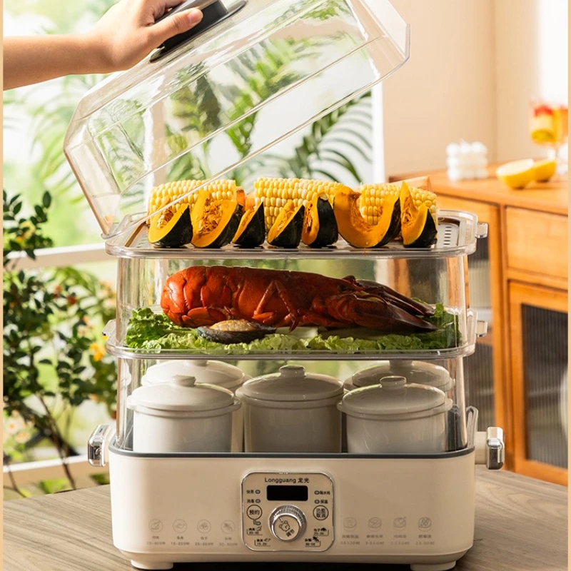 

For 304 Stainless Steel Electric Steamer Multi-functional 3-layer Large Capacity Breakfast Machine Steam And Stew