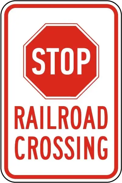 Vintage Metal Sign Stop Railroad Crossing Metal Tin Sign Aluminum Sign For Home Coffee Bar Wall Decor 8x12 inch