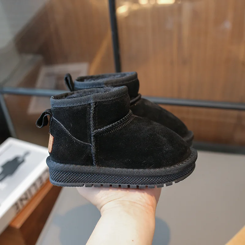 Zapatillas de deporte de invierno para niños, botas de nieve para niños, zapatos antideslizantes para niñas, zapatos casuales, cálidos, de algodón de felpa