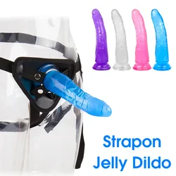 Soft Jelly Dildo Realistic Suction Cup Strap on Penis Sexual Pegging Dick Strapon Harness Anal Gode Adult Sex Toys for Women