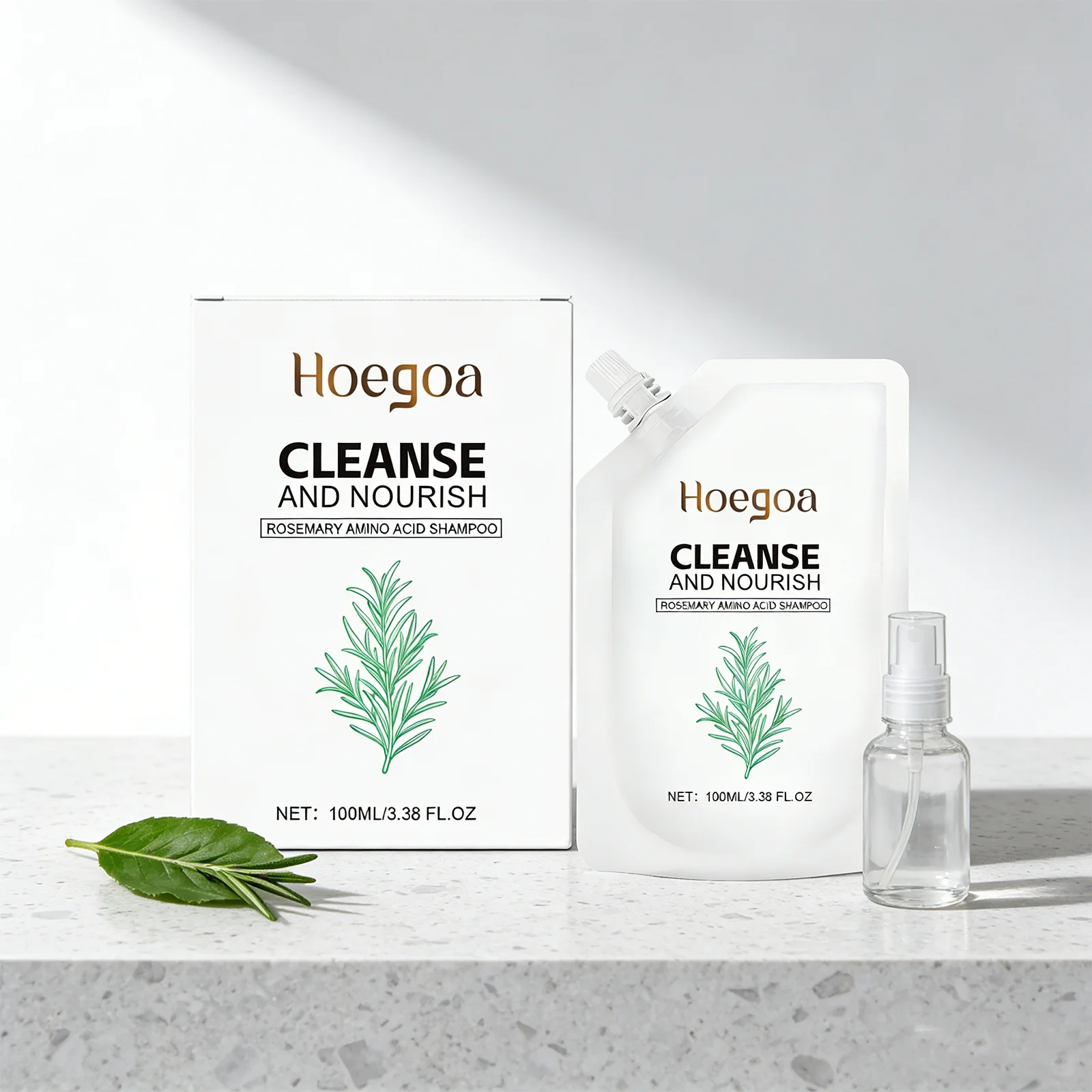 

Шампунь HOEGOA с аминокислотами розмарина, 100 мл, для мягкого очищения, питания и восстановления, растительный состав, делает волосы гладкими