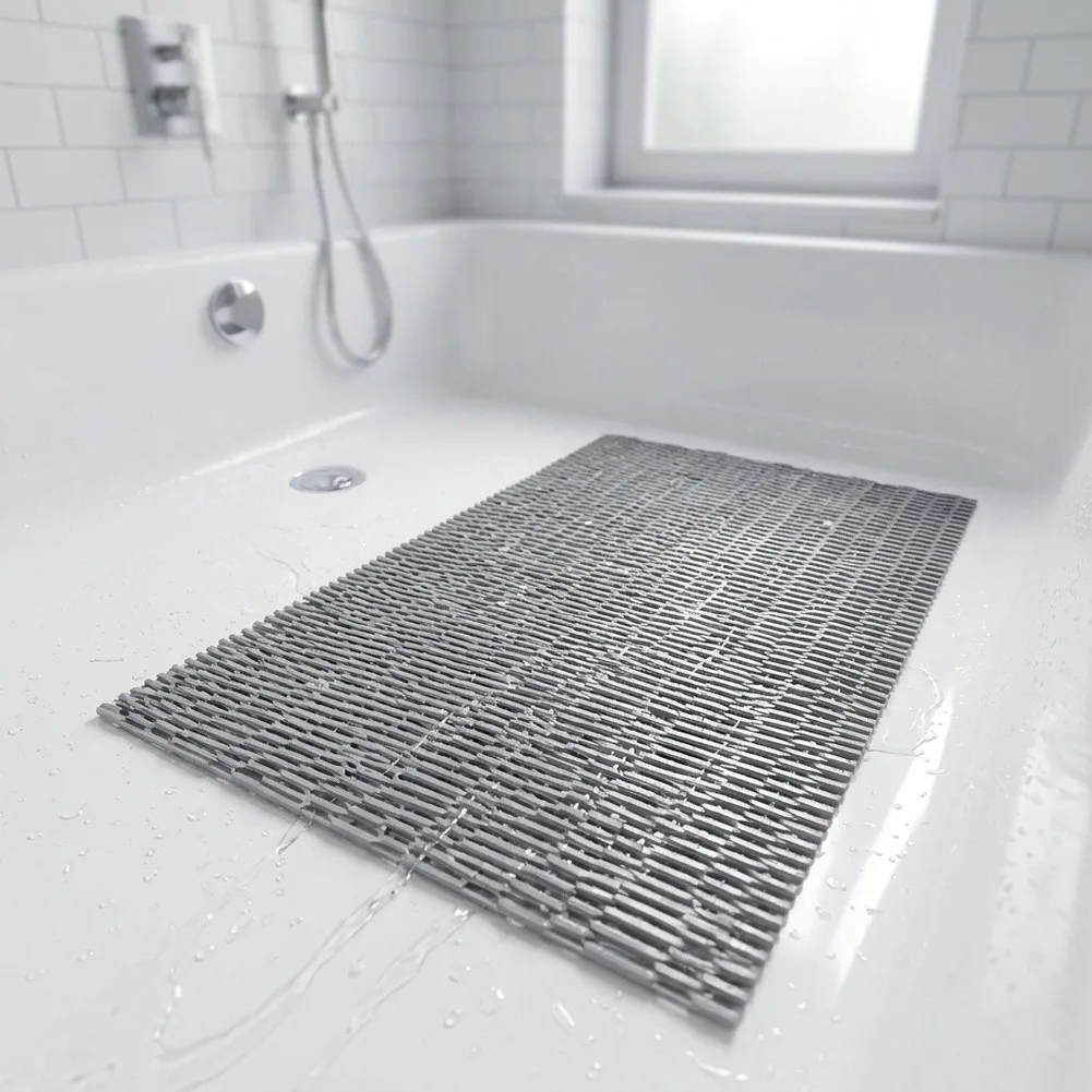 PVC Shower Floor Mat Non Slip Shower Mat Upgraded Soft PVC Material Reinforced Suction Cups Gentle Foot Comfort Mat