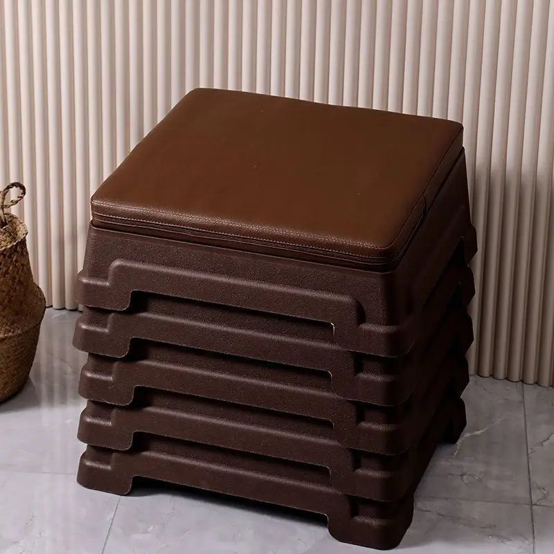Plastic Storage Meditation Stool with Lotus Pattern PU Cushion Household Prayer Bench Foldable Bay Window Floor Ottomans