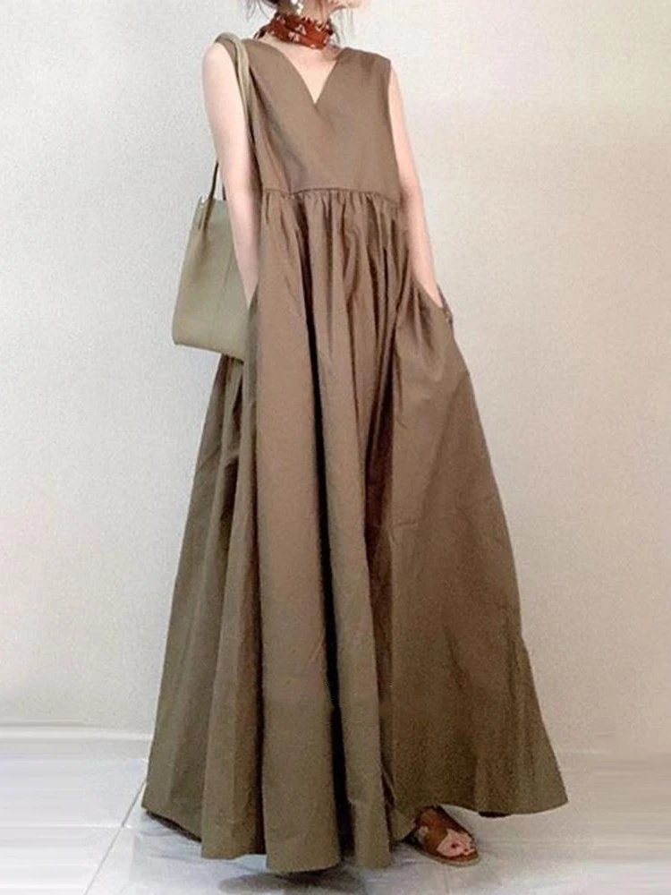 Women's Dress 2023 Fashion Elegant Vintage Solid Boho Double-sided Dressing Oversize Long Dresses Casual Long Dress LOOSE Robe