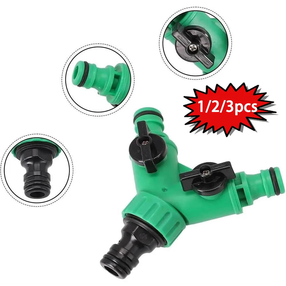 1/2/3pcs Garden Hose Splitter 2-Way Y Connector Quick Connect Valve with Switch for Faucet Irrigation Flower Water Control