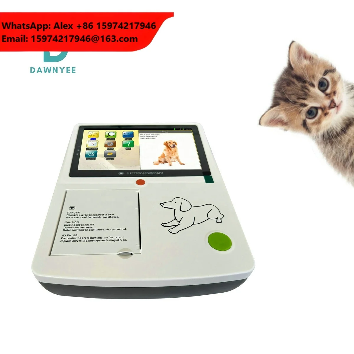 Portable Veterinary Ecg 12 Lead Telemedicine Touch Screen 7inch Ecg Machine 3 Channel Ecg Machine