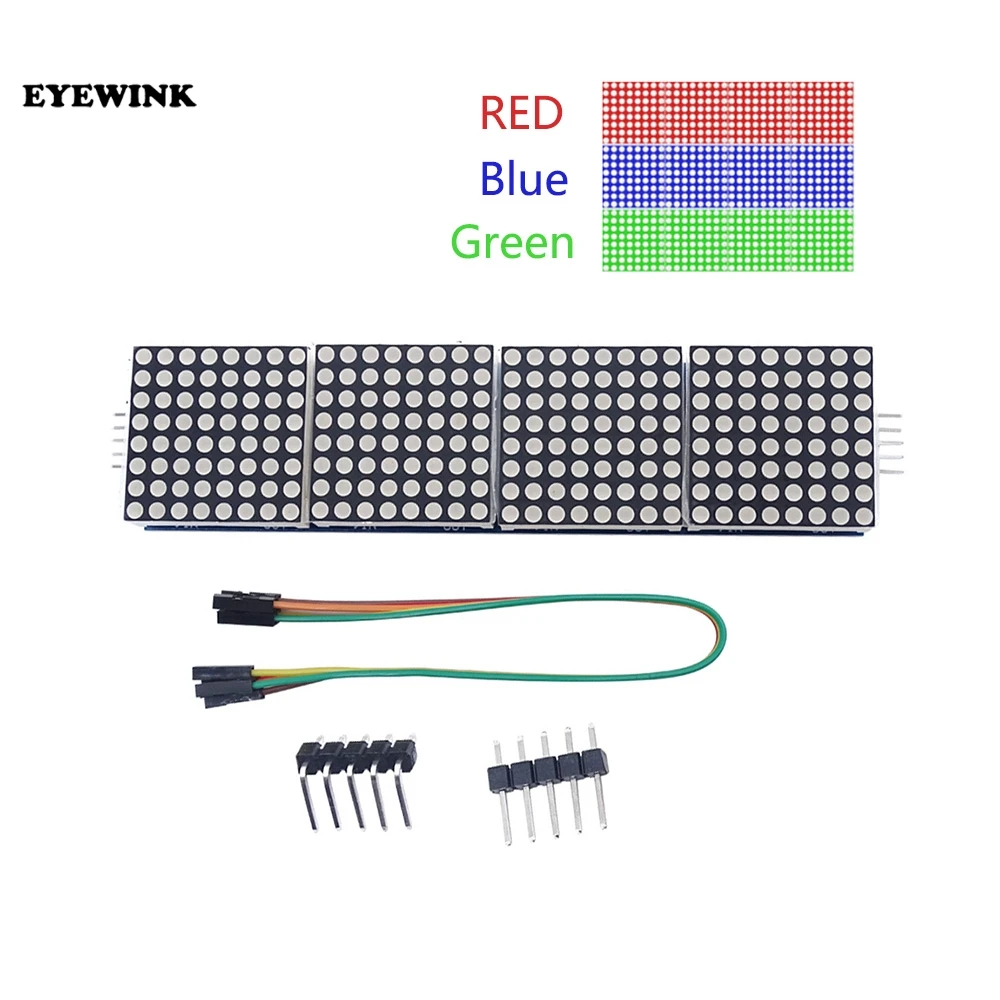 MAX7219 Dot Matrix Module For Arduino Microcontroller 4 In One Display with 5P Line Red Green Blue